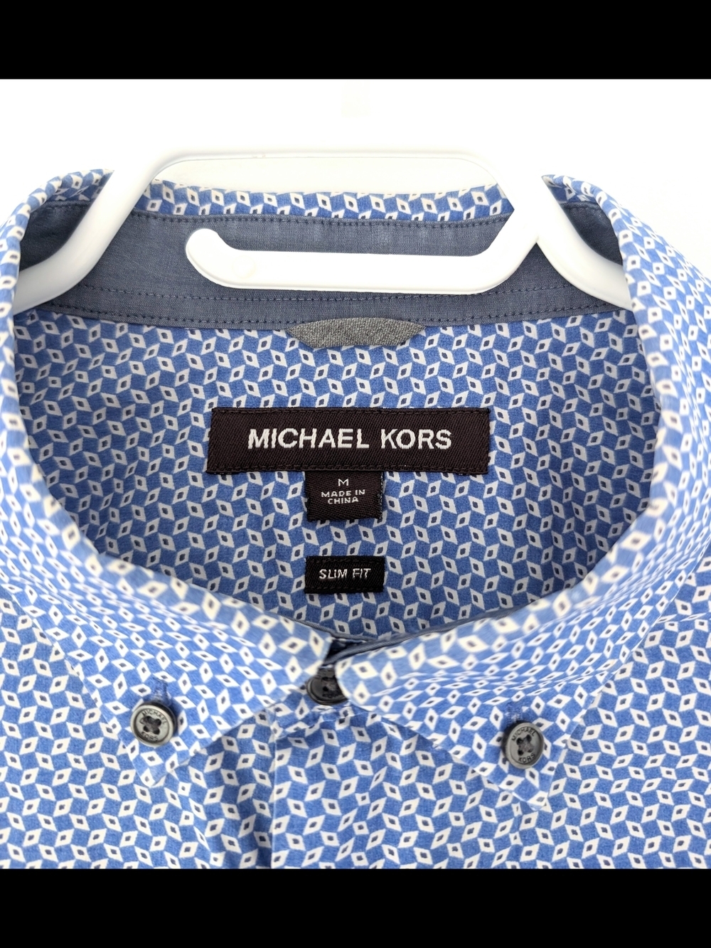 Michael Kors Slim Fit Geometric Print Button-Up Shirt Modern Smart Casual ~ Sz M - Picture 4 of 11